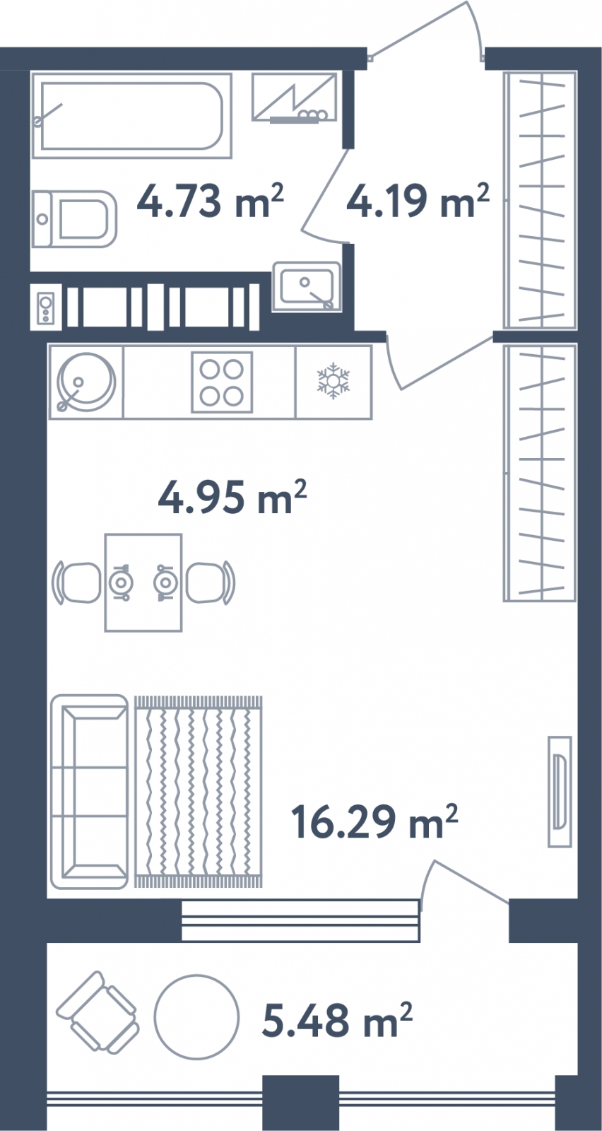 2-комнатная квартира с отделкой в ЖК Бунинские кварталы на 17 этаже в 1 секции. Сдача в 2 кв. 2026 г.