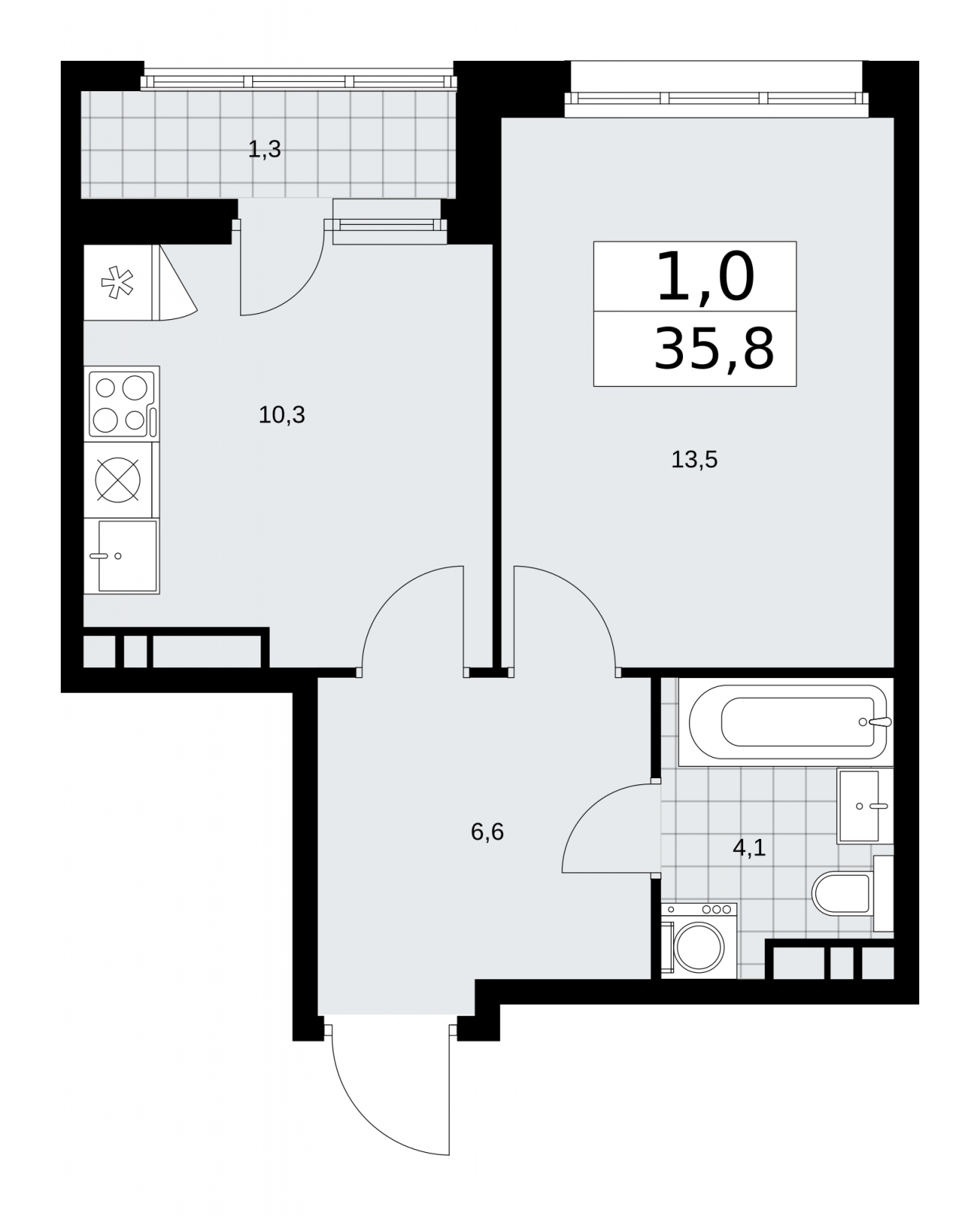 3-комнатная квартира в ЖК TERLE PARK на 4 этаже в 9 секции. Сдача в 4 кв. 2025 г.