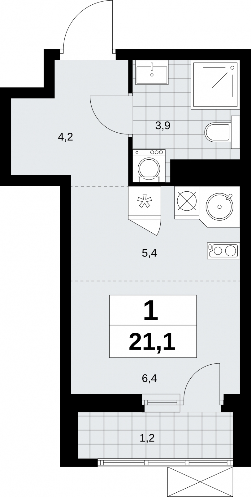 2-комнатная квартира в ЖК TERLE PARK на 5 этаже в 3 секции. Сдача в 4 кв. 2025 г.
