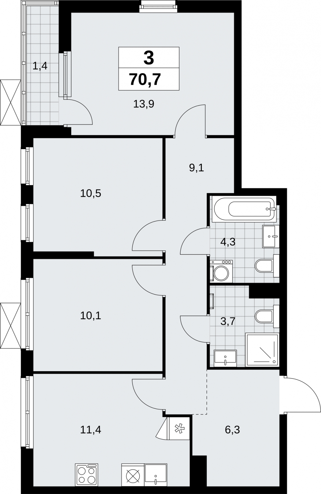 2-комнатная квартира с отделкой в ЖК TERLE PARK на 10 этаже в 6 секции. Сдача в 4 кв. 2025 г.