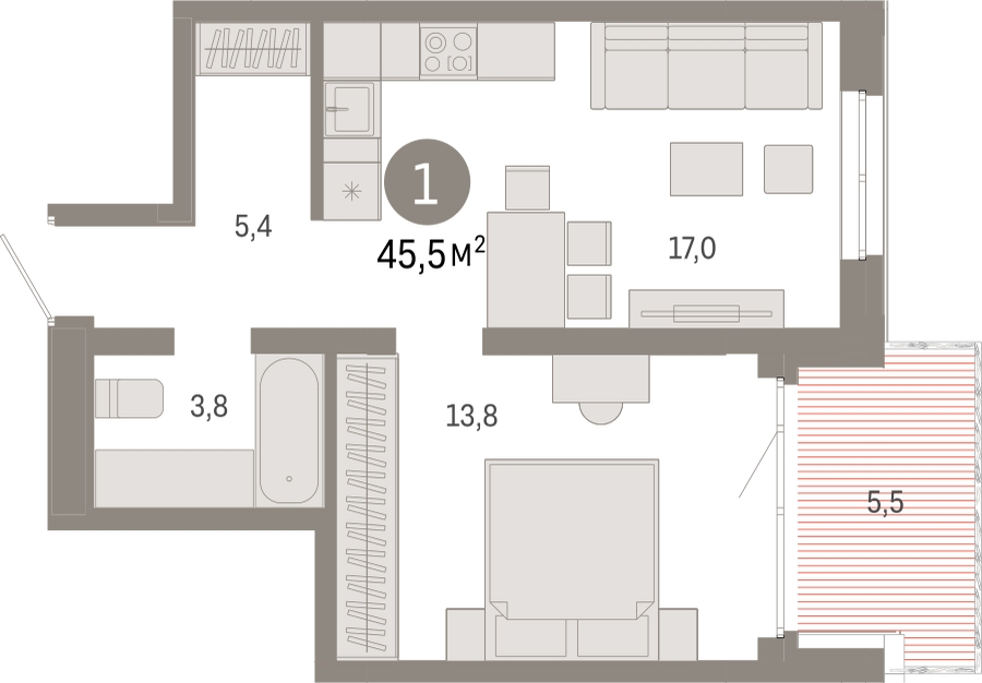 4-комнатная квартира в ЖК Бунинские кварталы на 12 этаже в 1 секции. Сдача в 2 кв. 2026 г.