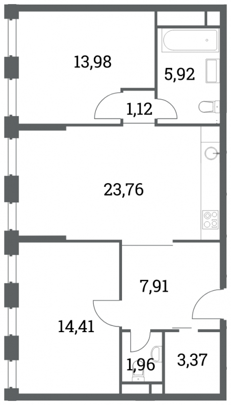 3-комнатная квартира с отделкой в ЖК Лучи на 9 этаже в 1 секции. Сдача в 4 кв. 2021 г.