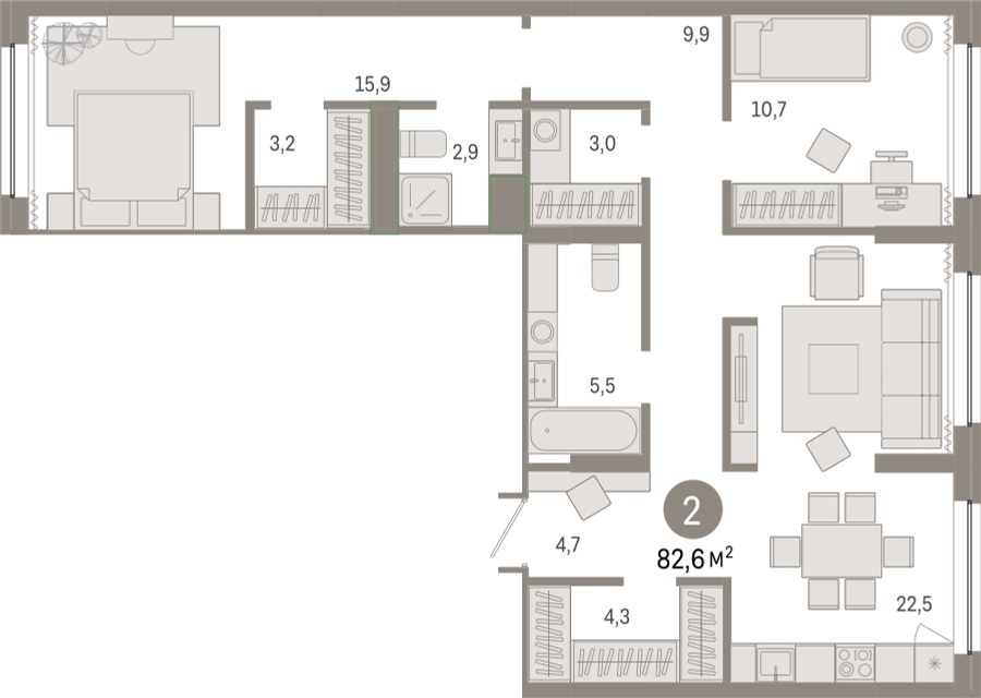 1-комнатная квартира в ЖК TERLE PARK на 15 этаже в 1 секции. Сдача в 4 кв. 2025 г.