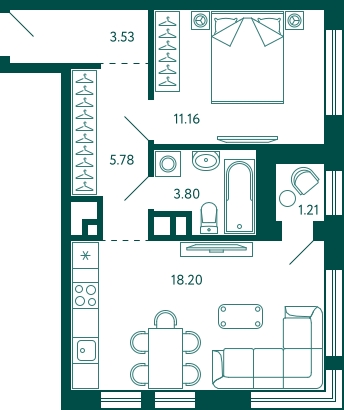 1-комнатная квартира (Студия) с отделкой в ЖК Айвазовский City на 8 этаже в 7.1 секции. Сдача в 3 кв. 2026 г.