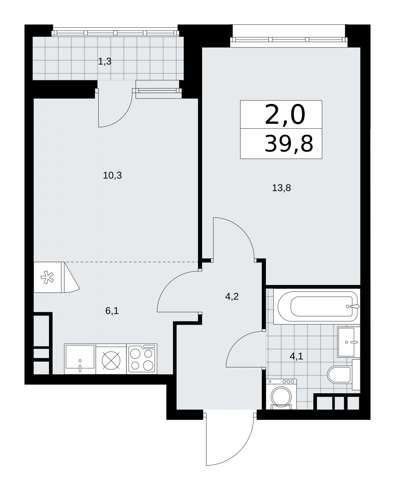 2-комнатная квартира с отделкой в ЖК TERLE PARK на 9 этаже в 6 секции. Сдача в 4 кв. 2025 г.