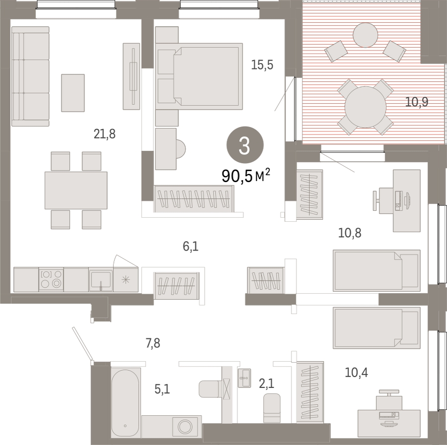 2-комнатная квартира в ЖК Небо на 10 этаже в 1 секции. Сдача в 1 кв. 2025 г.