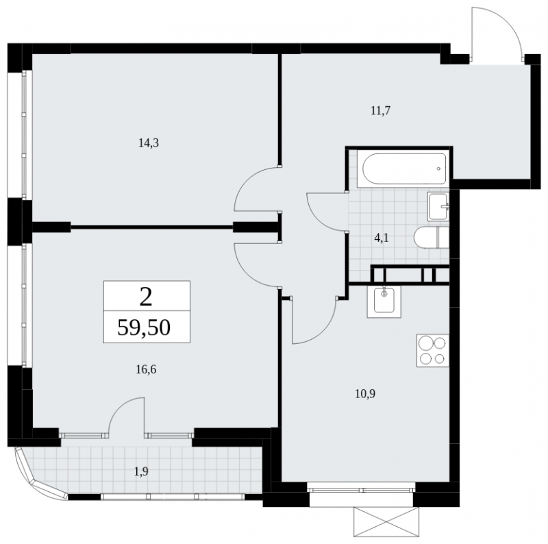 3-комнатная квартира в ЖК Лучи на 19 этаже в 1 секции. Сдача в 4 кв. 2021 г.