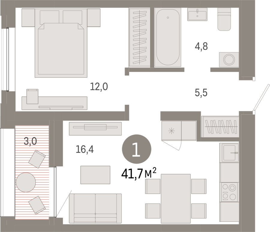 2-комнатная квартира в ЖК Небо на 12 этаже в 1 секции. Сдача в 1 кв. 2025 г.