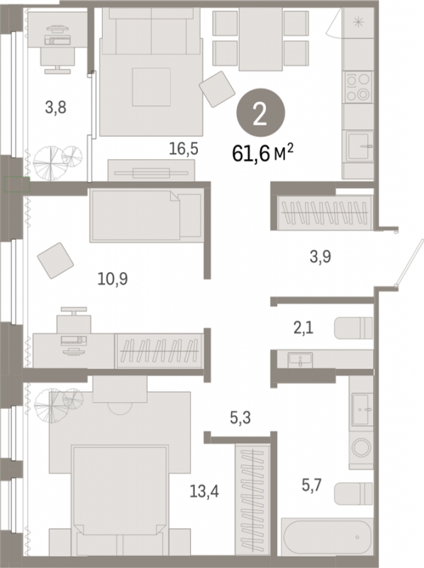 1-комнатная квартира в ЖК TERLE PARK на 10 этаже в 6 секции. Сдача в 4 кв. 2025 г.
