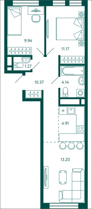 2-комнатная квартира с отделкой в ЖК Айвазовский City на 2 этаже в 1 секции. Дом сдан.