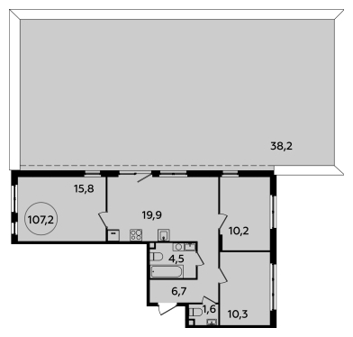 3-комнатная квартира в ЖК Headliner на 3 этаже в 1 секции. Сдача в 4 кв. 2022 г.