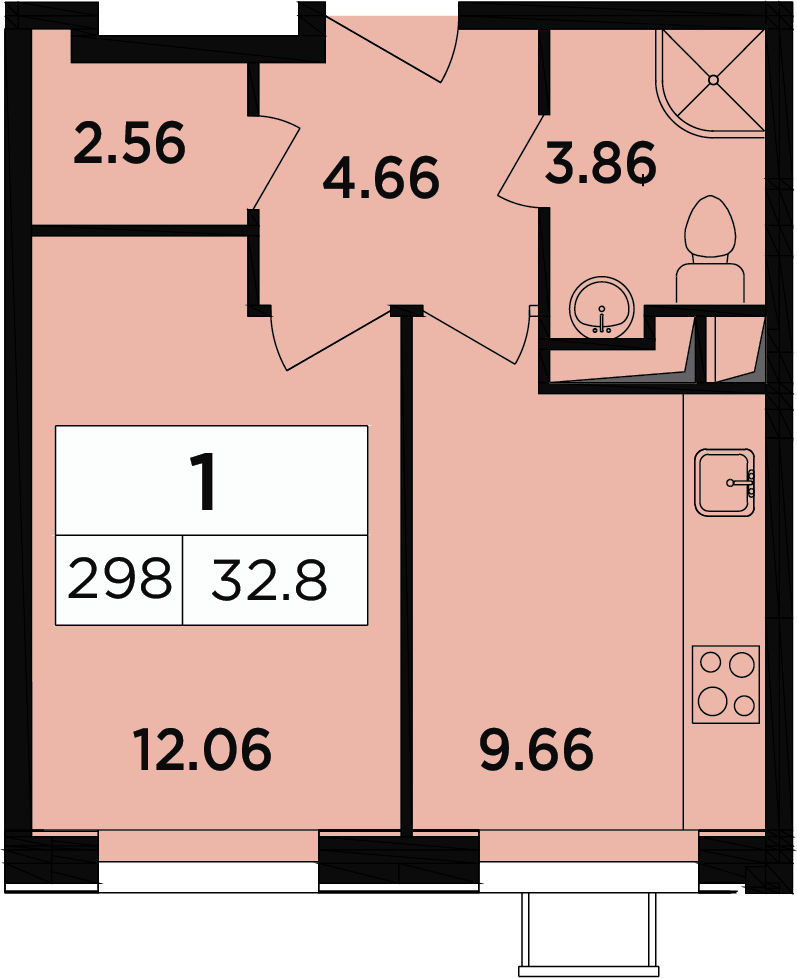 3-комнатная квартира в ЖК Легендарный Квартал на Березовой  аллее на 4 этаже в 1 секции. Сдача в 3 кв. 2019 г.