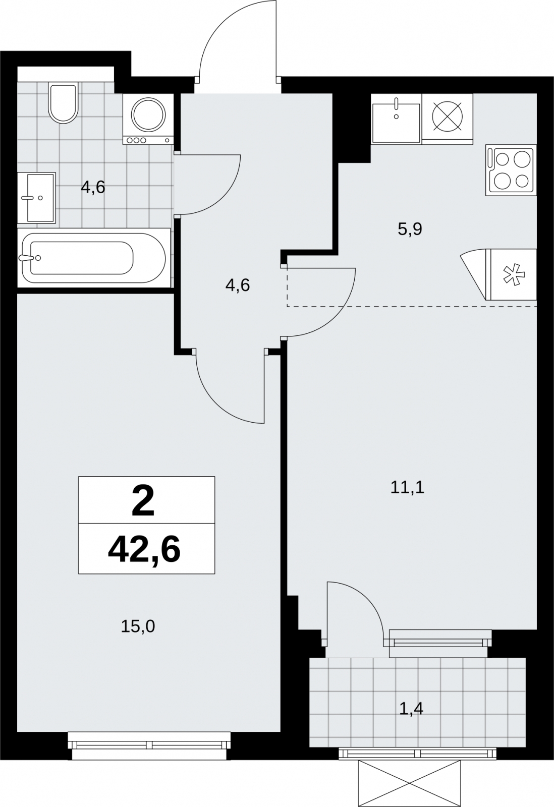 3-комнатная квартира с отделкой в ЖК West Garden на 10 этаже в 1 секции. Сдача в 2 кв. 2023 г.