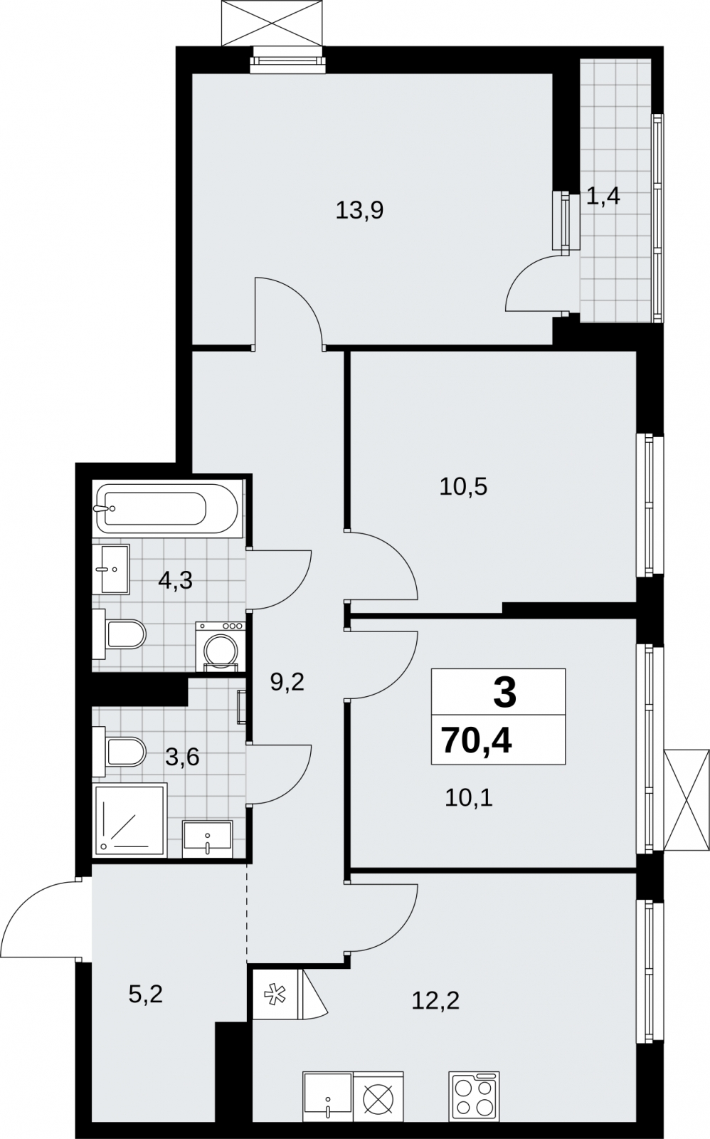 1-комнатная квартира с отделкой в Велнес-квартал Никольский на 10 этаже в 3 секции. Сдача в 4 кв. 2024 г.