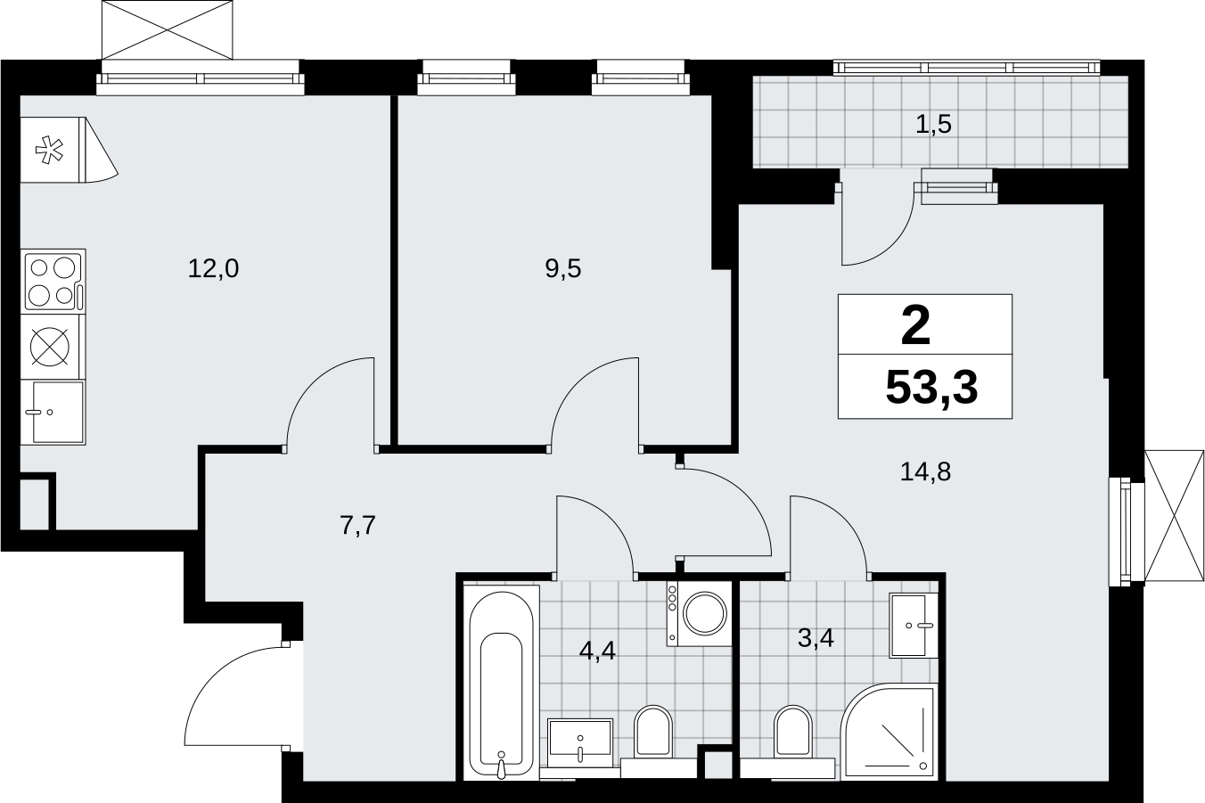 1-комнатная квартира в ЖК Талисман на Водном на 17 этаже в 4 секции. Сдача в 1 кв. 2021 г.