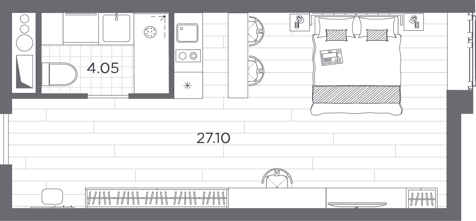 2-комнатная квартира с отделкой в ЖК Айвазовский City на 2 этаже в 7.3 секции. Сдача в 3 кв. 2026 г.