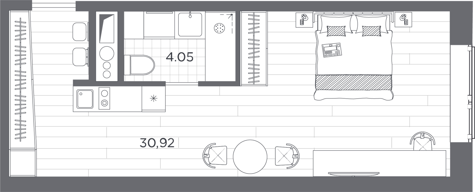 1-комнатная квартира с отделкой в ЖК Айвазовский City на 24 этаже в 7.1 секции. Сдача в 3 кв. 2026 г.