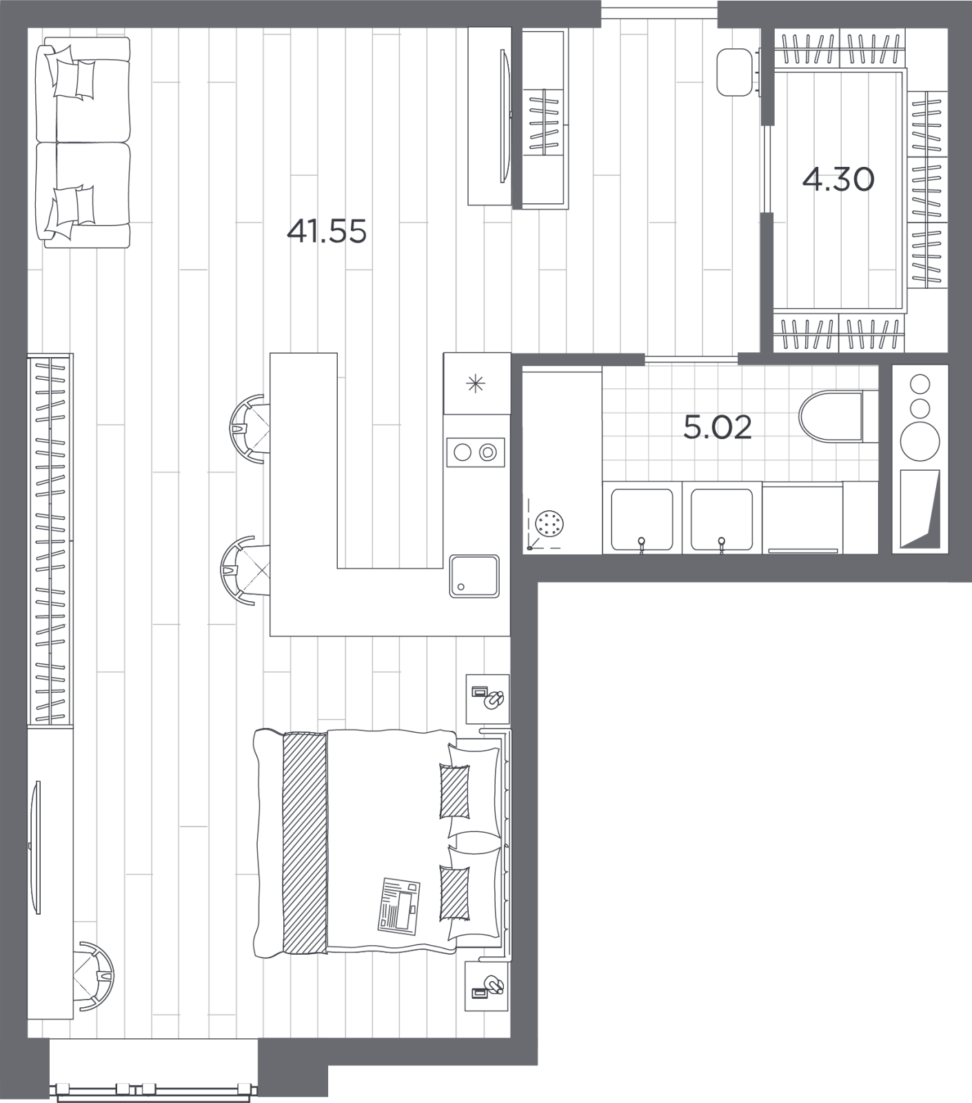 2-комнатная квартира с отделкой в Велнес-квартал Никольский на 4 этаже в 5 секции. Сдача в 4 кв. 2024 г.
