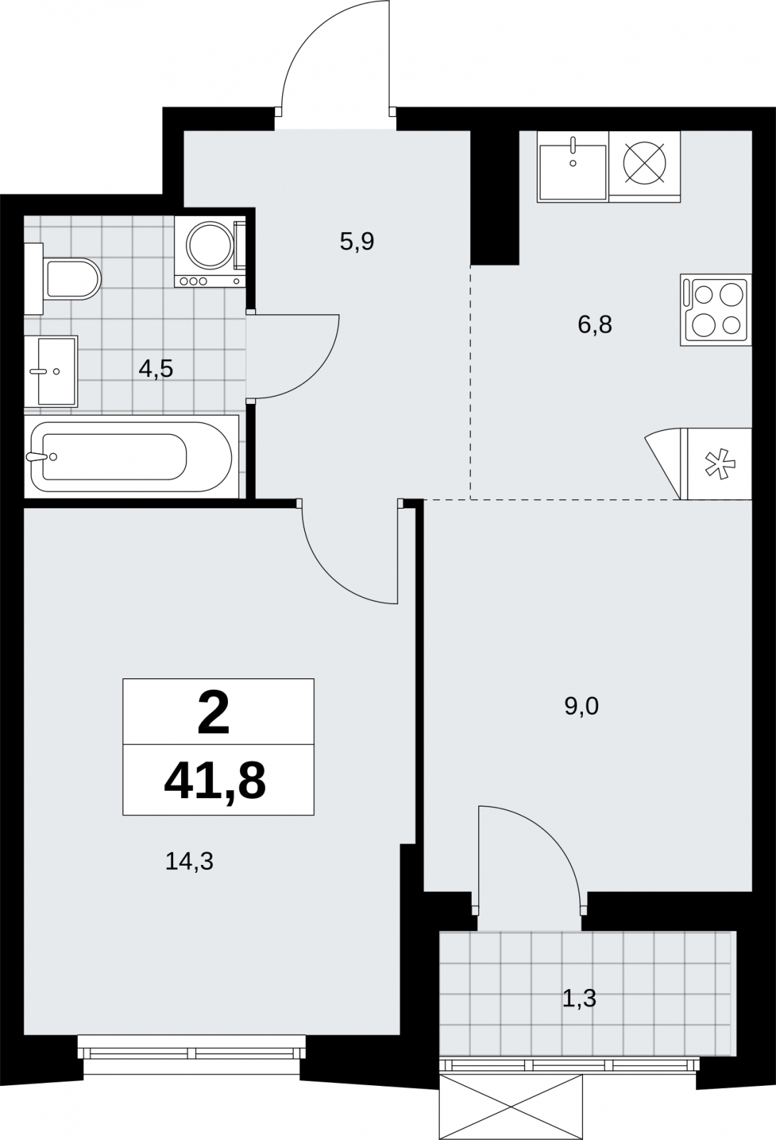 1-комнатная квартира с отделкой в Велнес-квартал Никольский на 6 этаже в 2 секции. Дом сдан.