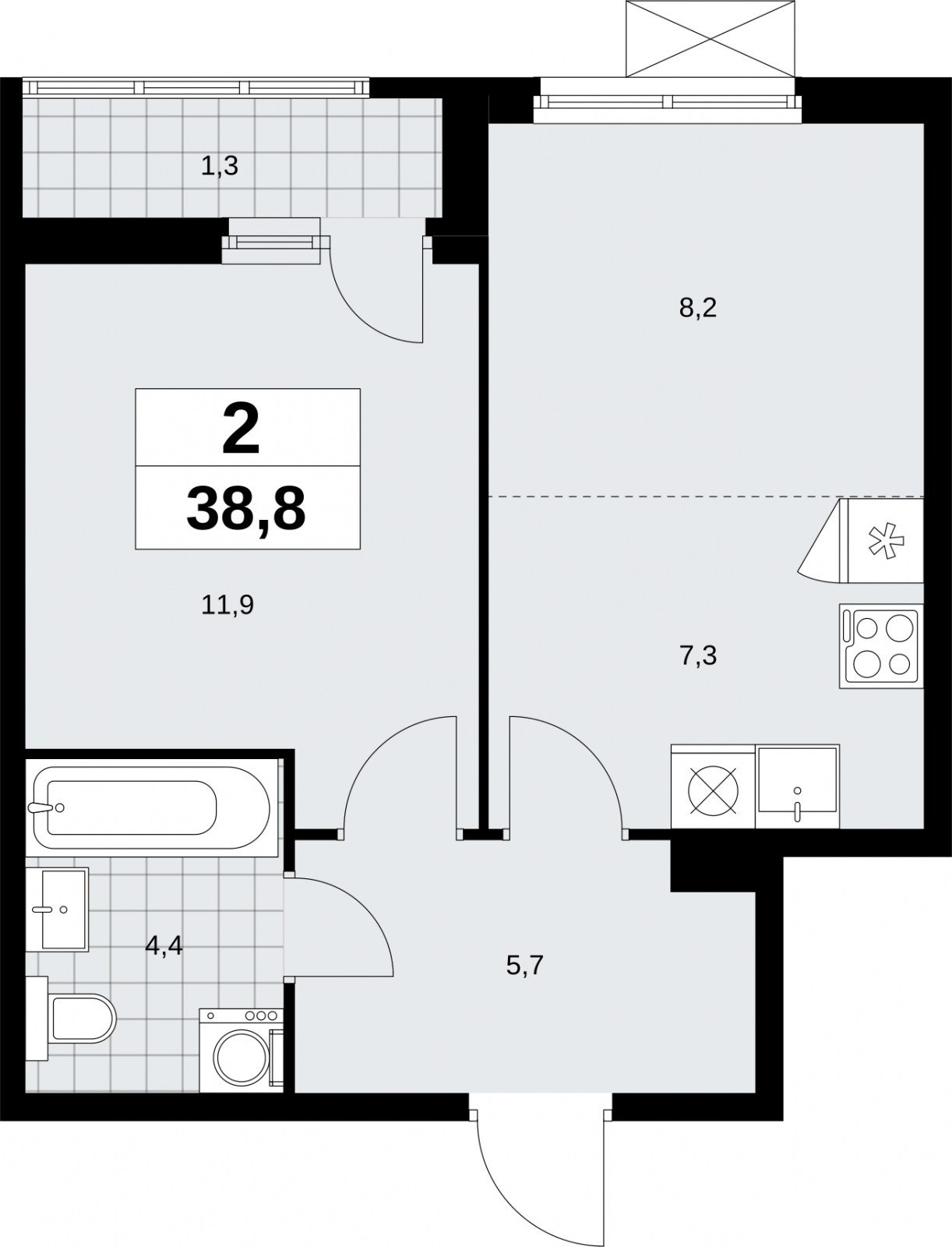 1-комнатная квартира с отделкой в ЖК Айвазовский City на 6 этаже в 7.1 секции. Сдача в 3 кв. 2026 г.