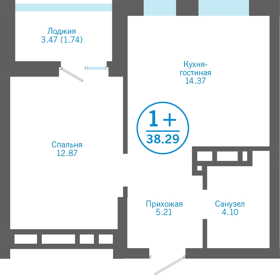 2-комнатная квартира с отделкой в ЖК Айвазовский City на 4 этаже в 7.1 секции. Сдача в 3 кв. 2026 г.