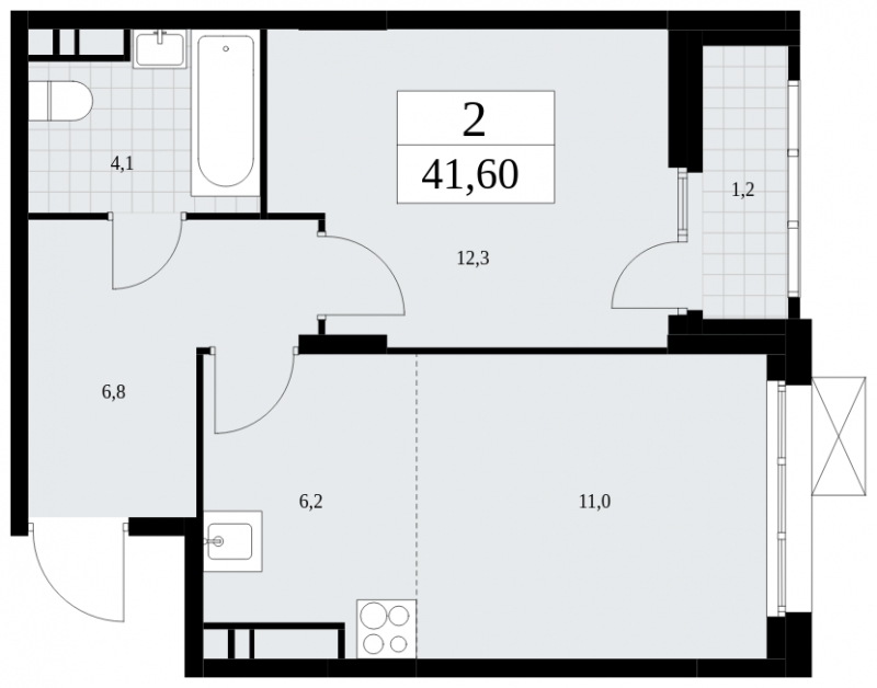 1-комнатная квартира (Студия) с отделкой в ЖК Скандинавия на 8 этаже в 1 секции. Сдача в 4 кв. 2024 г.