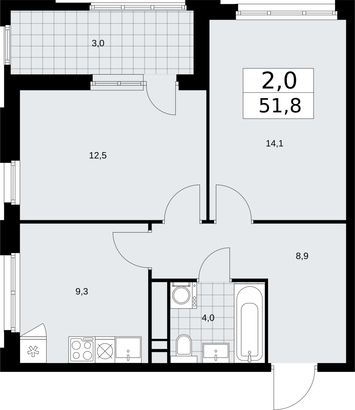 3-комнатная квартира с отделкой в ЖК Прео на 17 этаже в 1 секции. Сдача в 4 кв. 2024 г.