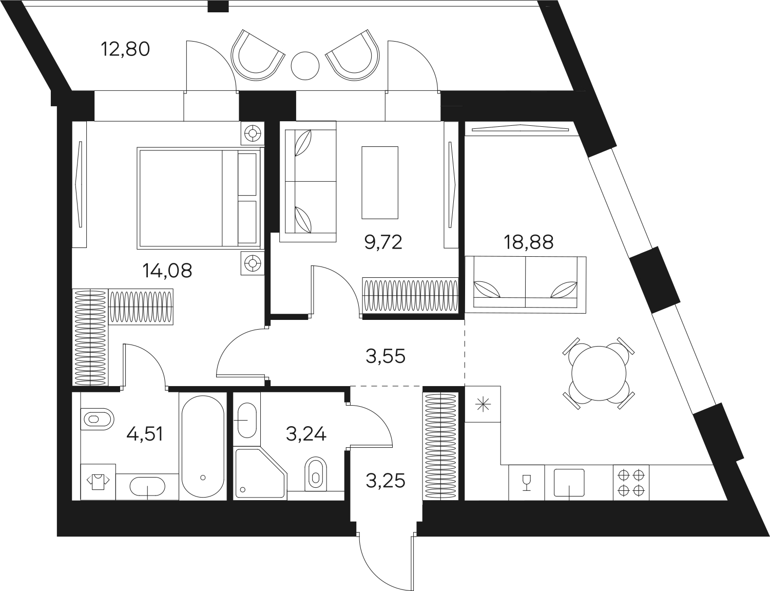3-комнатная квартира в ЖК FØRST на 15 этаже в 1 секции. Сдача в 4 кв. 2024 г.
