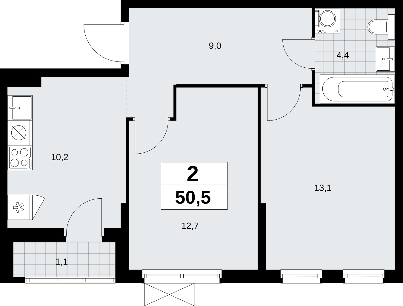 2-комнатная квартира с отделкой в ЖК Прео на 20 этаже в 1 секции. Сдача в 4 кв. 2024 г.
