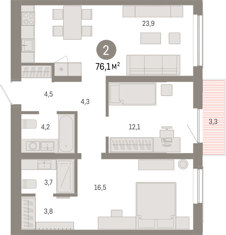 1-комнатная квартира в ЖК Небо на 6 этаже в 1 секции. Сдача в 1 кв. 2025 г.