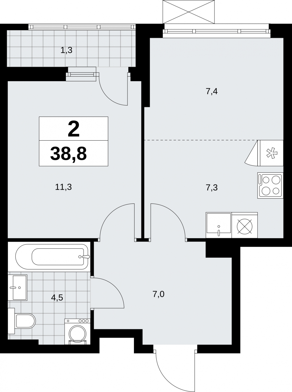 2-комнатная квартира с отделкой в ЖК Айвазовский City на 23 этаже в 7.1 секции. Сдача в 3 кв. 2026 г.