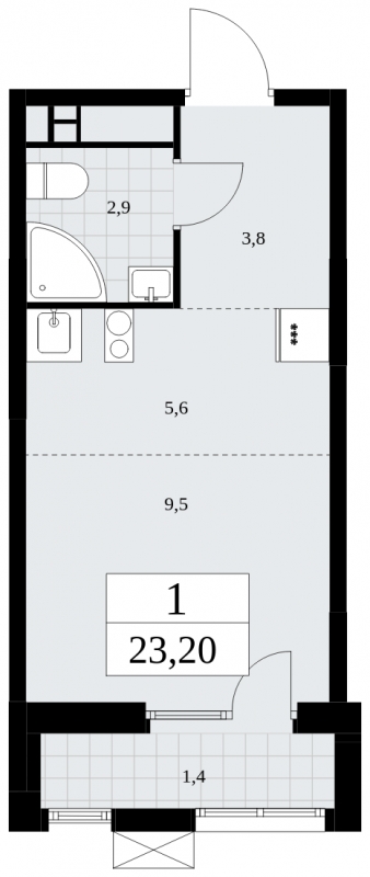 3-комнатная квартира с отделкой в ЖК Прео на 2 этаже в 1 секции. Сдача в 4 кв. 2024 г.