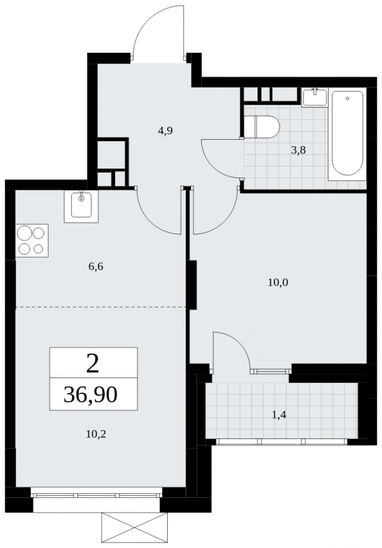 1-комнатная квартира с отделкой в ЖК Лучи на 4 этаже в 1 секции. Сдача в 3 кв. 2024 г.