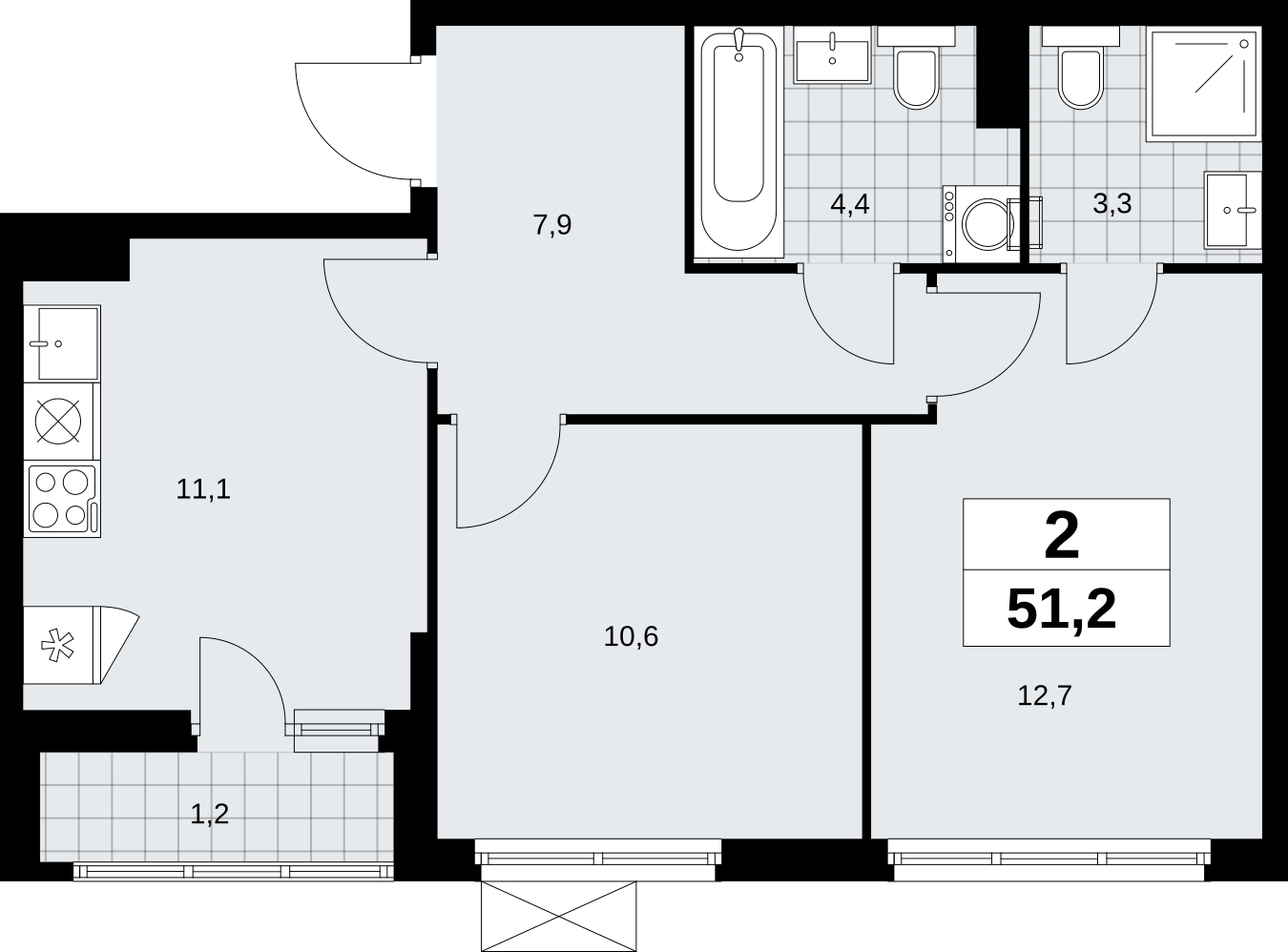1-комнатная квартира с отделкой в ЖК Айвазовский City на 2 этаже в 7.5 секции. Сдача в 3 кв. 2026 г.
