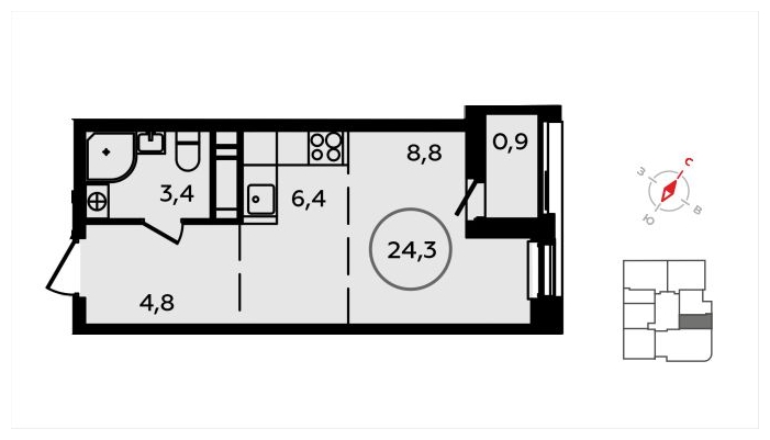 1-комнатная квартира с отделкой в ЖК МФК Фили Град на 21 этаже в 1 секции. Дом сдан.