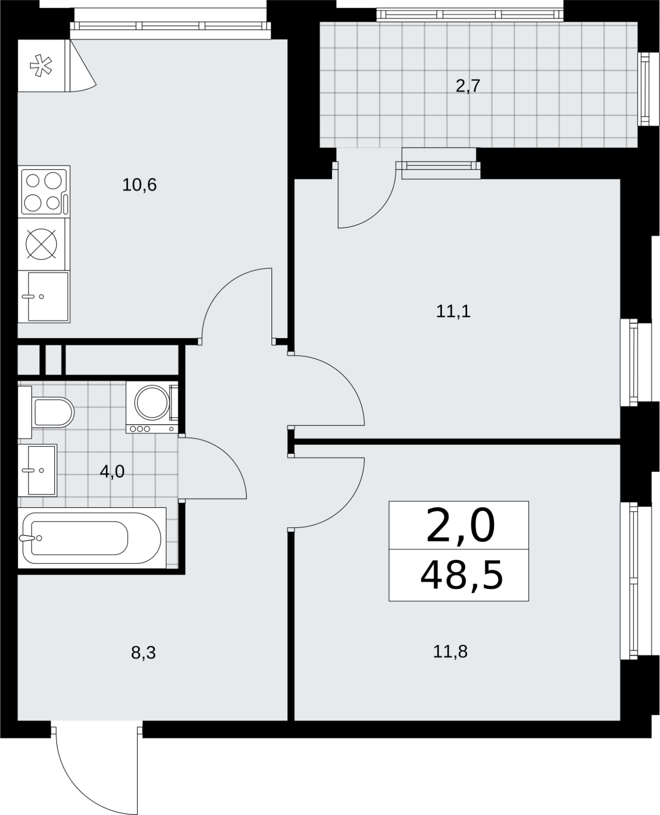 1-комнатная квартира с отделкой в ЖК Прео на 10 этаже в 1 секции. Сдача в 4 кв. 2025 г.