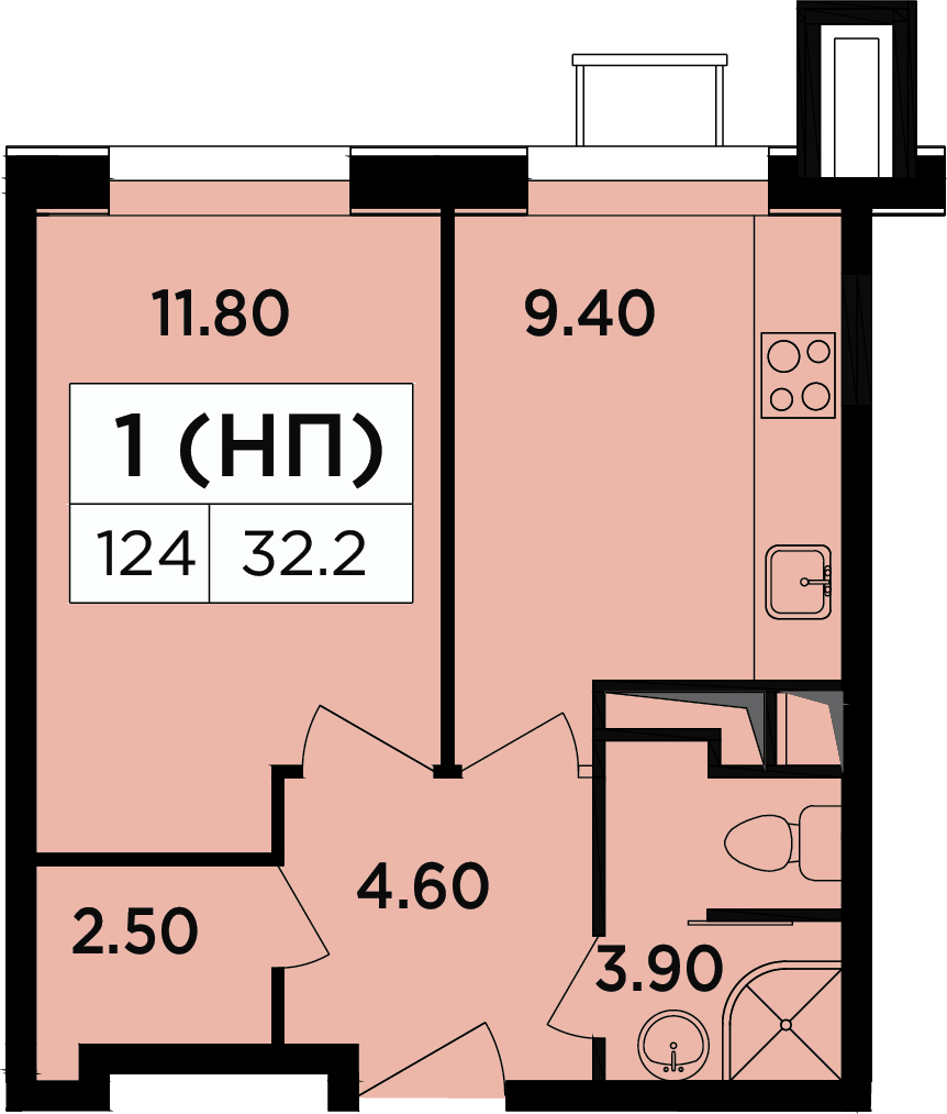 1-комнатная квартира в ЖК Легендарный Квартал на Березовой  аллее на 8 этаже в 1 секции. Сдача в 3 кв. 2019 г.