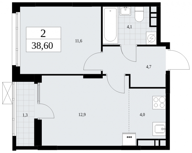 2-комнатная квартира с отделкой в ЖК Прео на 3 этаже в 1 секции. Сдача в 4 кв. 2024 г.