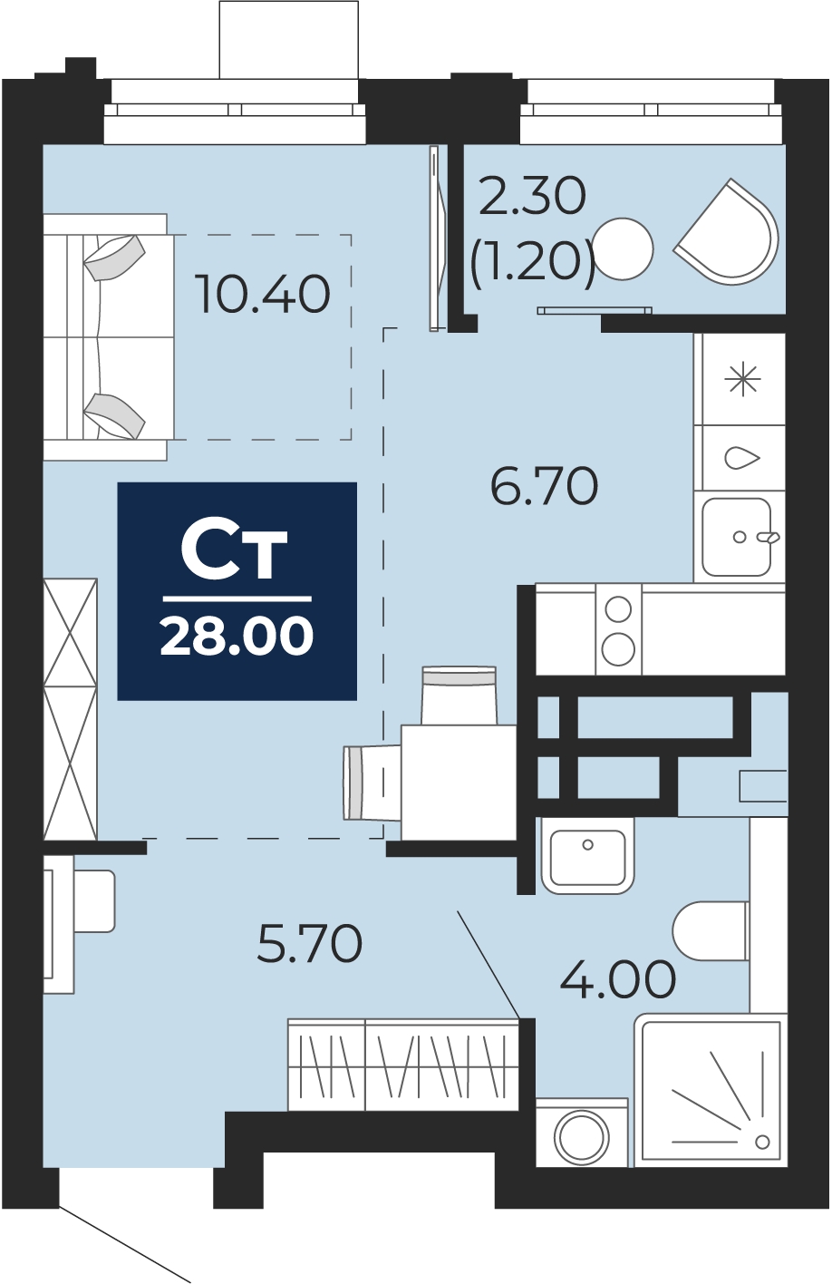 1-комнатная квартира (Студия) с отделкой в ЖК Профит на 13 этаже в 5 секции. Сдача в 2 кв. 2023 г.