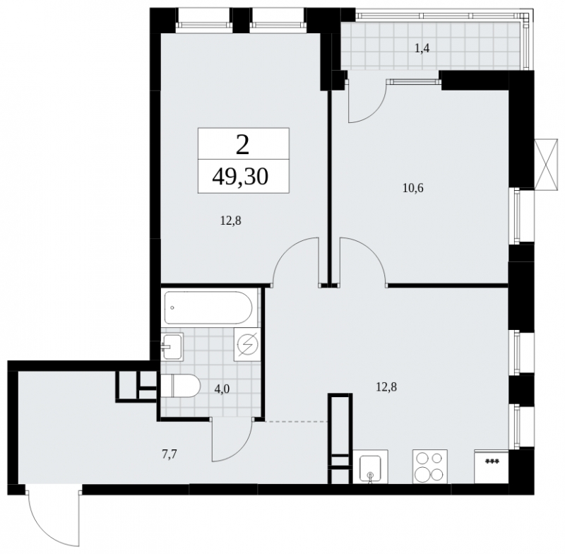 2-комнатная квартира в ЖК TERLE PARK на 15 этаже в 11 секции. Сдача в 4 кв. 2025 г.