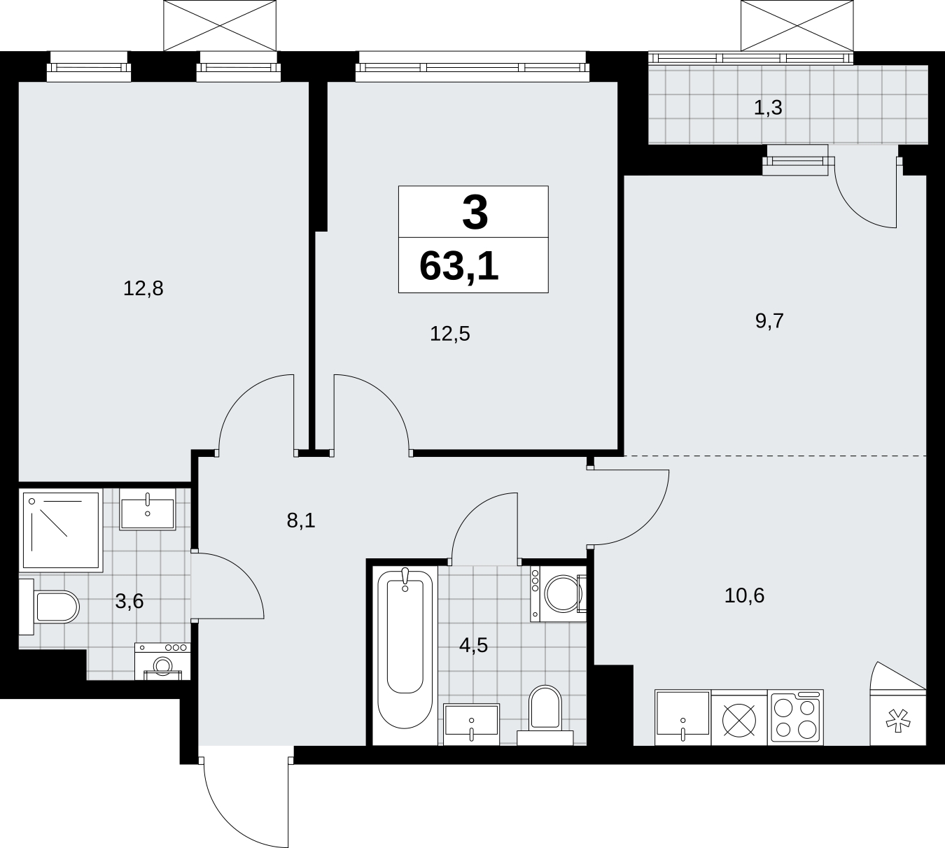 1-комнатная квартира (Студия) с отделкой в ЖК Прео на 2 этаже в 3 секции. Сдача в 4 кв. 2025 г.