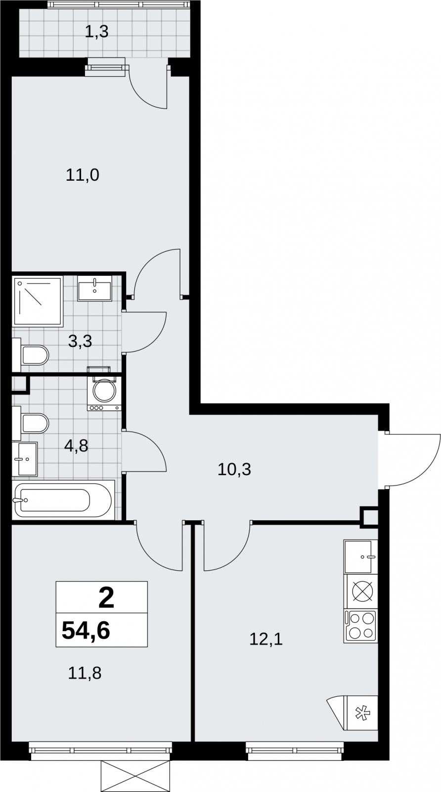 1-комнатная квартира (Студия) с отделкой в ЖК Прео на 10 этаже в 1 секции. Сдача в 4 кв. 2025 г.
