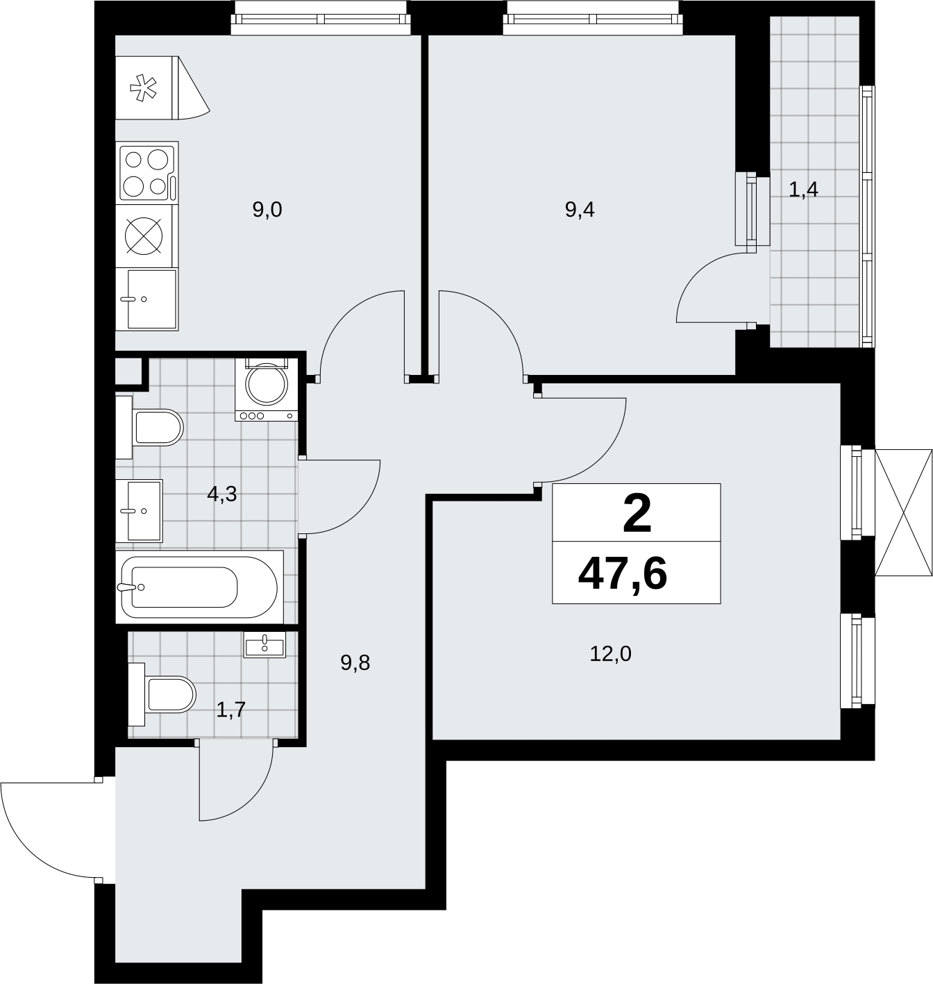 2-комнатная квартира с отделкой в Велнес-квартал Никольский на 9 этаже в 1 секции. Сдача в 4 кв. 2024 г.