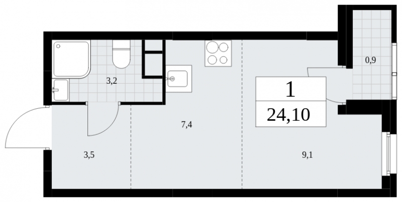 3-комнатная квартира в ЖК Headliner на 6 этаже в 4 секции. Сдача в 4 кв. 2022 г.
