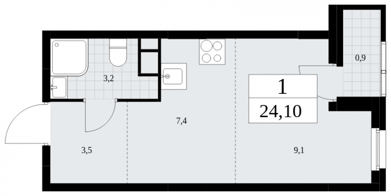 3-комнатная квартира в ЖК Headliner на 10 этаже в 1 секции. Сдача в 4 кв. 2024 г.