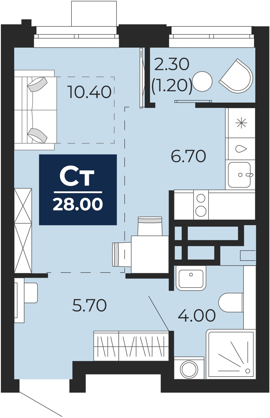 2-комнатная квартира в ЖК Holland park на 1 этаже в 4 секции. Сдача в 4 кв. 2023 г.