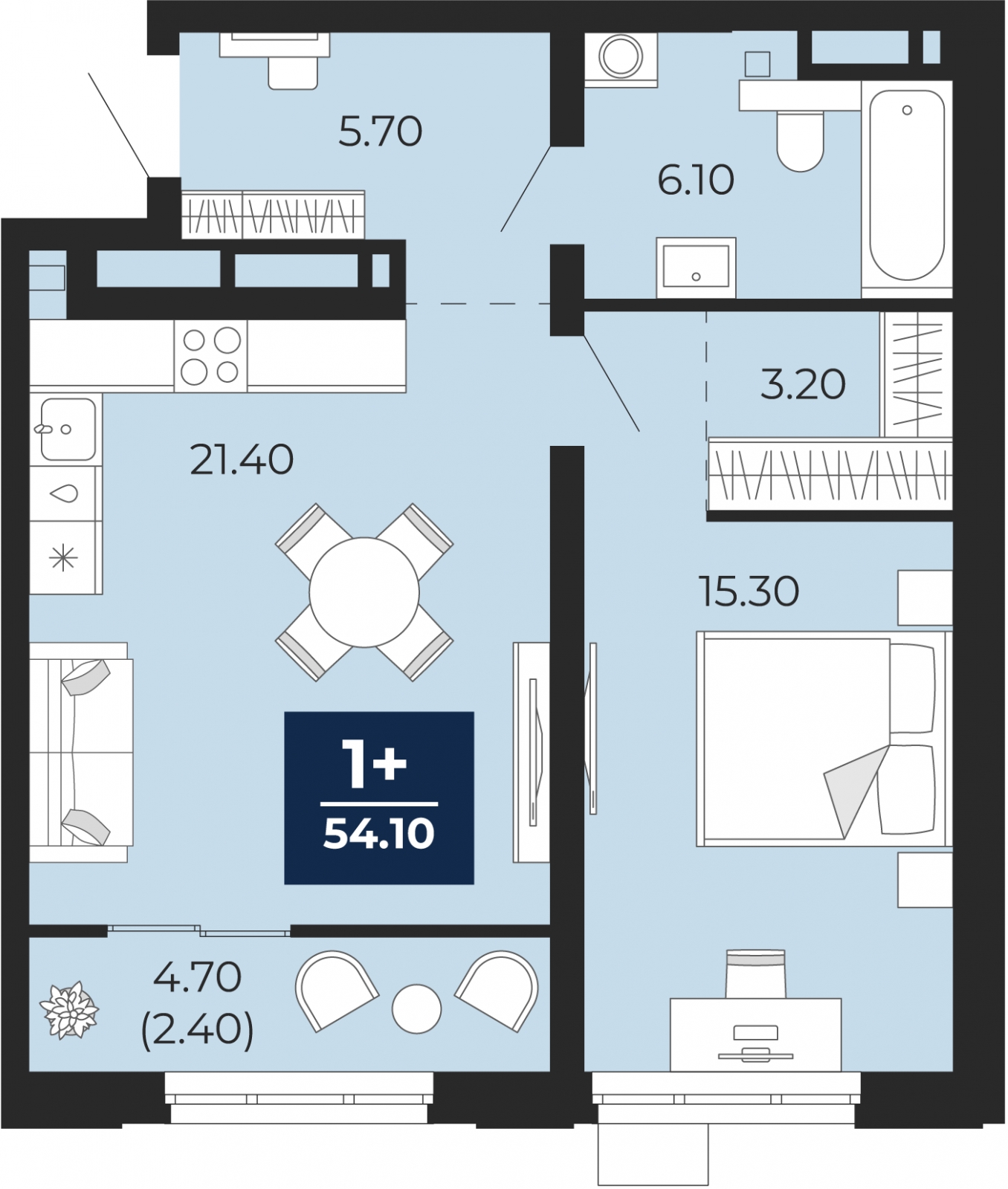 2-комнатная квартира в ЖК Holland park на 15 этаже в 2 секции. Сдача в 4 кв. 2023 г.