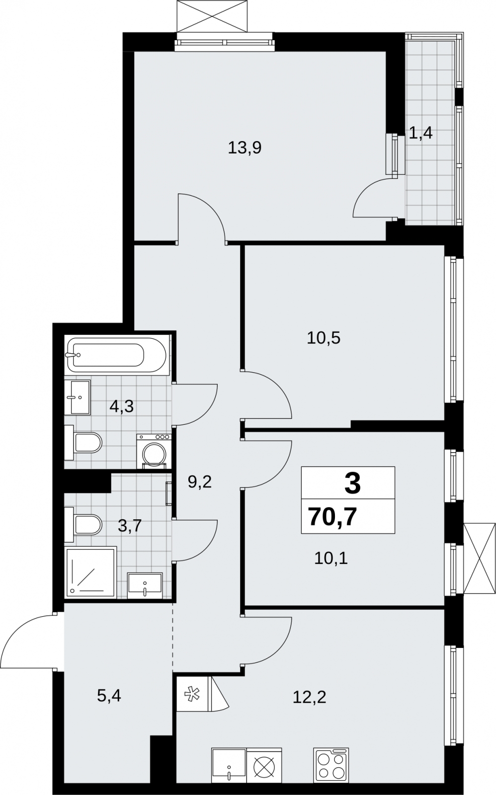 1-комнатная квартира с отделкой в Велнес-квартал Никольский на 2 этаже в 3 секции. Сдача в 4 кв. 2024 г.