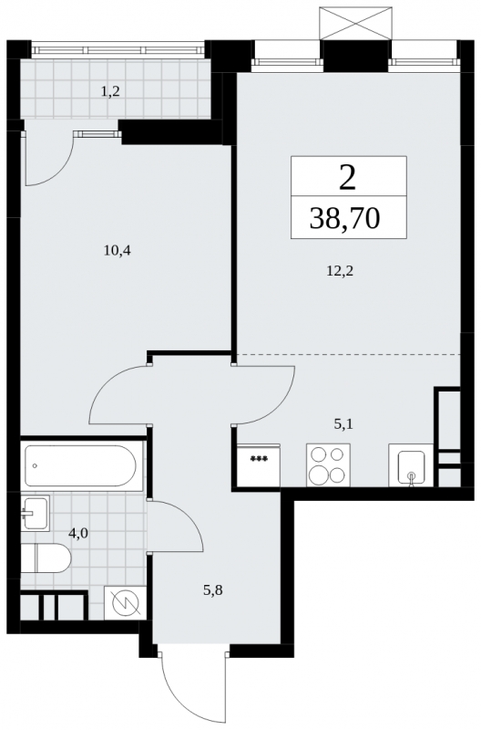 2-комнатная квартира в ЖК TERLE PARK на 15 этаже в 1 секции. Сдача в 4 кв. 2025 г.