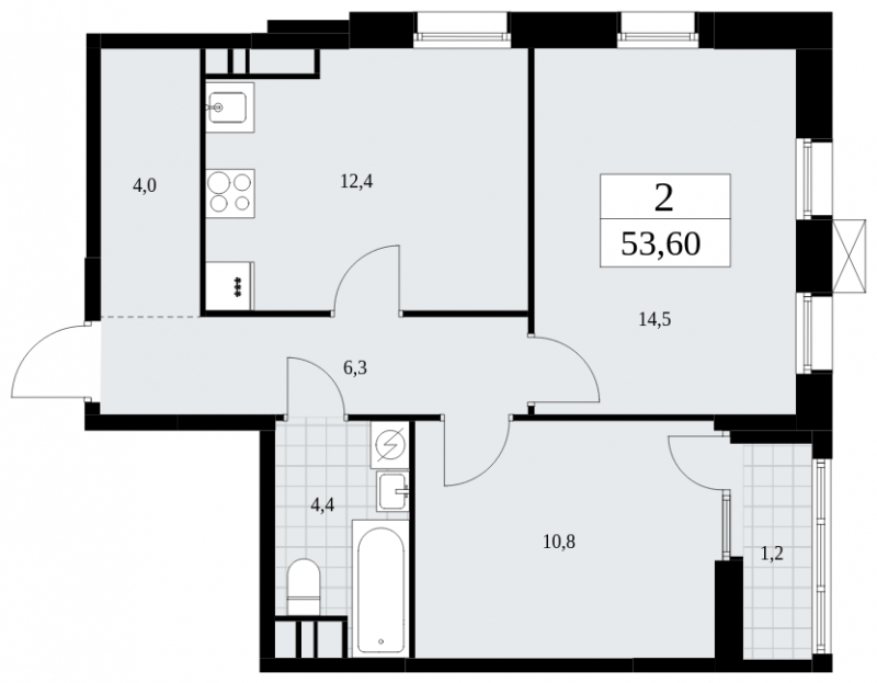 2-комнатная квартира с отделкой в Велнес-квартал Никольский на 2 этаже в 4 секции. Сдача в 4 кв. 2024 г.